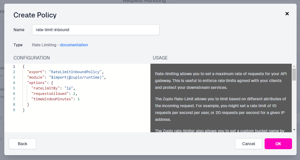 Zuplo Rate Limiting Policy