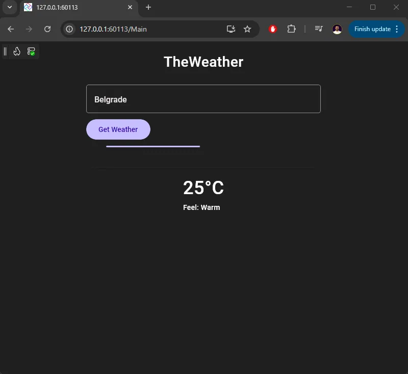 Weather App Result
