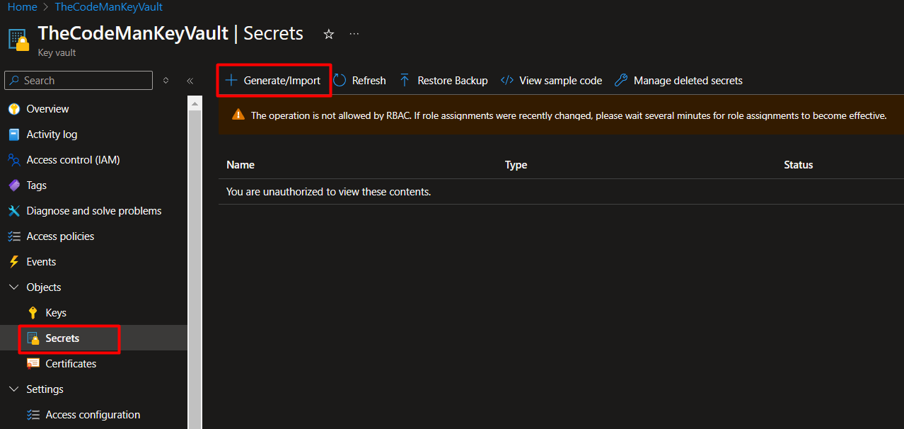 Azure Add Secrets