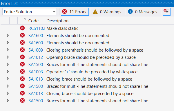 Analyzers and warnings as errors